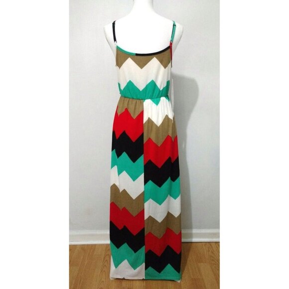 Mark Edwards Apparel Sundress Maxi Dress Womens XS Chevron Cruisewear Vacation - Picture 3 of 7